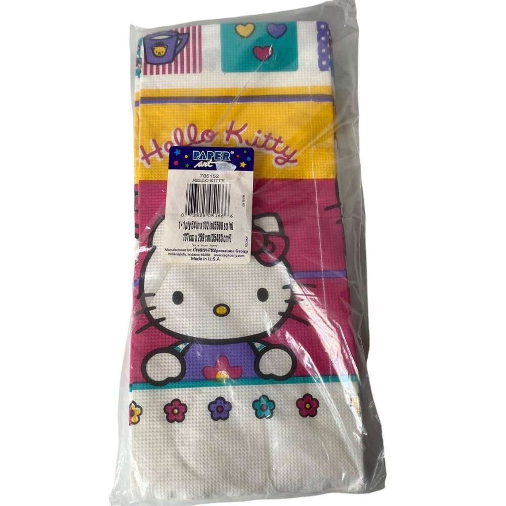 Hello Kitty Paper Art Table Cover 54" X 102" Kids Birthday Parties vintage‎ 1999